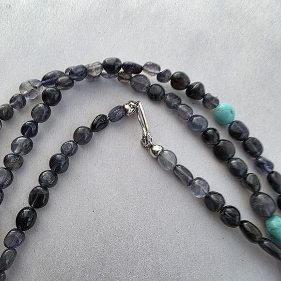 Jay King Long Necklace 60" Indigo Iolite & Turquoise New Sterling Silver 925 - Picture 8 of 10
